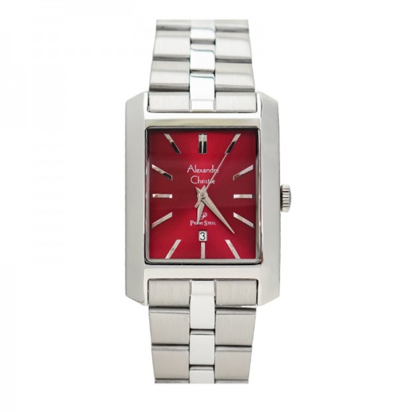 Alexandre Christie AC 1022 Silver Red Steel Lady MDBSSRE